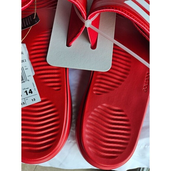 NWoB Adidas Alphabounce Slide 2.0 Sandals Slides Red White Stripes Men's 13 - Picture 6 of 7